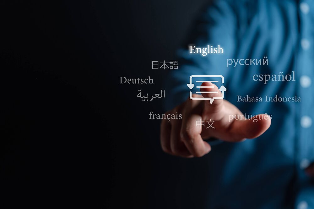 click sur un élément de traduction avec différentes langues autour