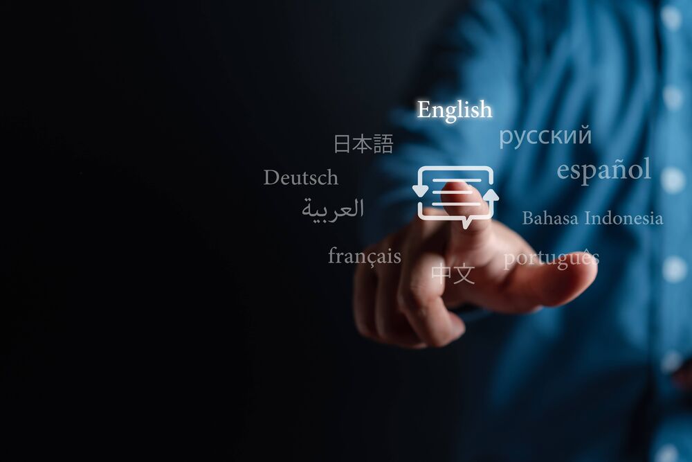 click sur un élément de traduction avec différentes langues autour